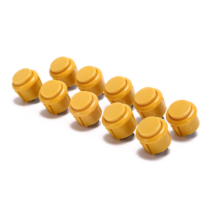 10 stuks ingebouwde kleine microschakelaar voor diy arcade controller jamma mame 24mm fabrieksprijs arcade knop ronde drukknop: Geel