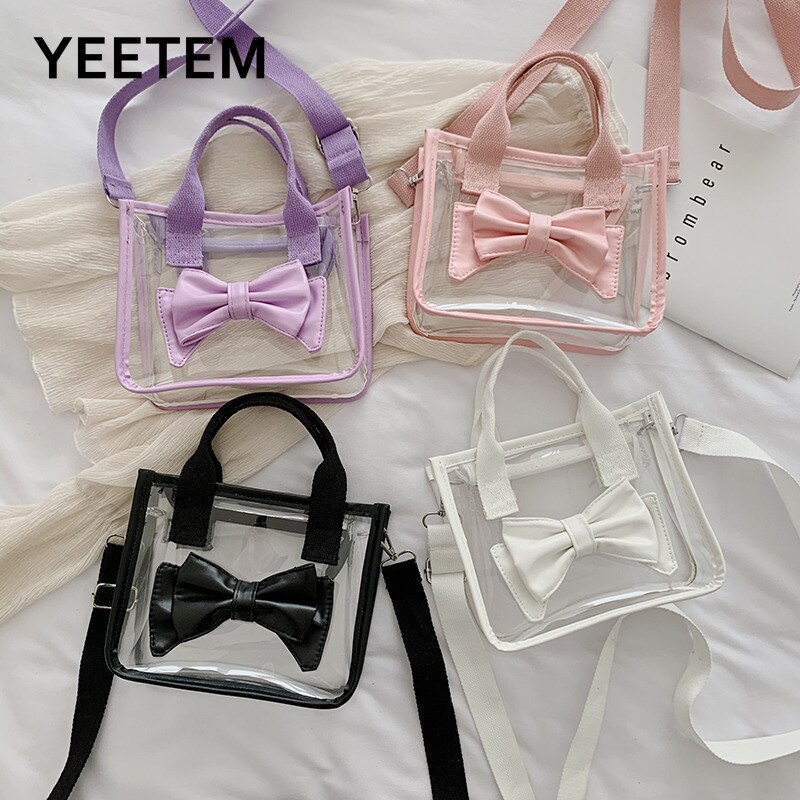 Transparante Zak Vrouwen Lente Zomer Leuke Koreaanse Meisje Handtas Pvc Boog Crossbody Bag Portemonnees Handtassen Leuke Side Bag