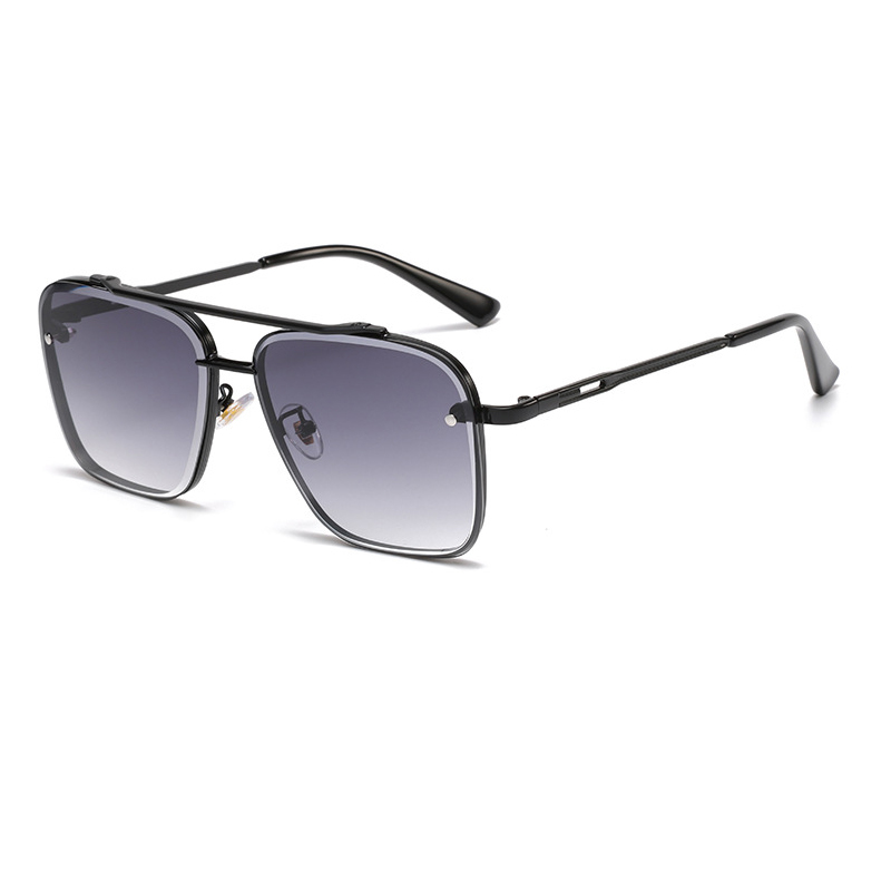 Gafas de sol de color degradado Gafas de sol con montura metálica grande para hombre Protección UV400 para mujer: Blanco