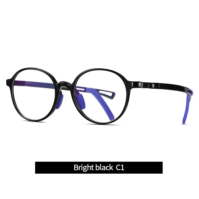 Round Anti Blue Light Kids Glasses Children Boy Computer Optical Frame Reflective Blocking Eyeglass Girls UV400 Filter TR90: Black