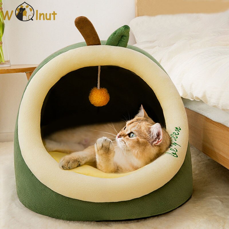 Cute Cat Bed for Indoor Machine Washable Pet Beds for Small Dogs Winter Warm Puppy Cave Cozy Kitten Cushion Calming Dog Bed