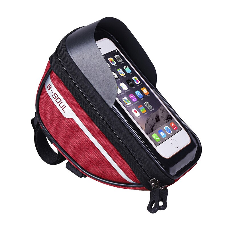 Fiets Frame Voor Tas Mtb Road Fietsen Opbergzakken Fietstas Waterdichte Touch Screen Telefoon Houders Case Fiets Accessoires: Red