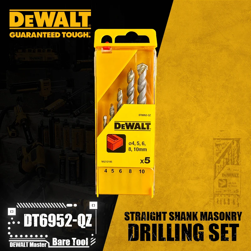 DEWALT-Juego de perforación de mampostería de vástago recto, accesorios para herramientas eléctricas, DT6952-QZ, 5 piezas: Default Title