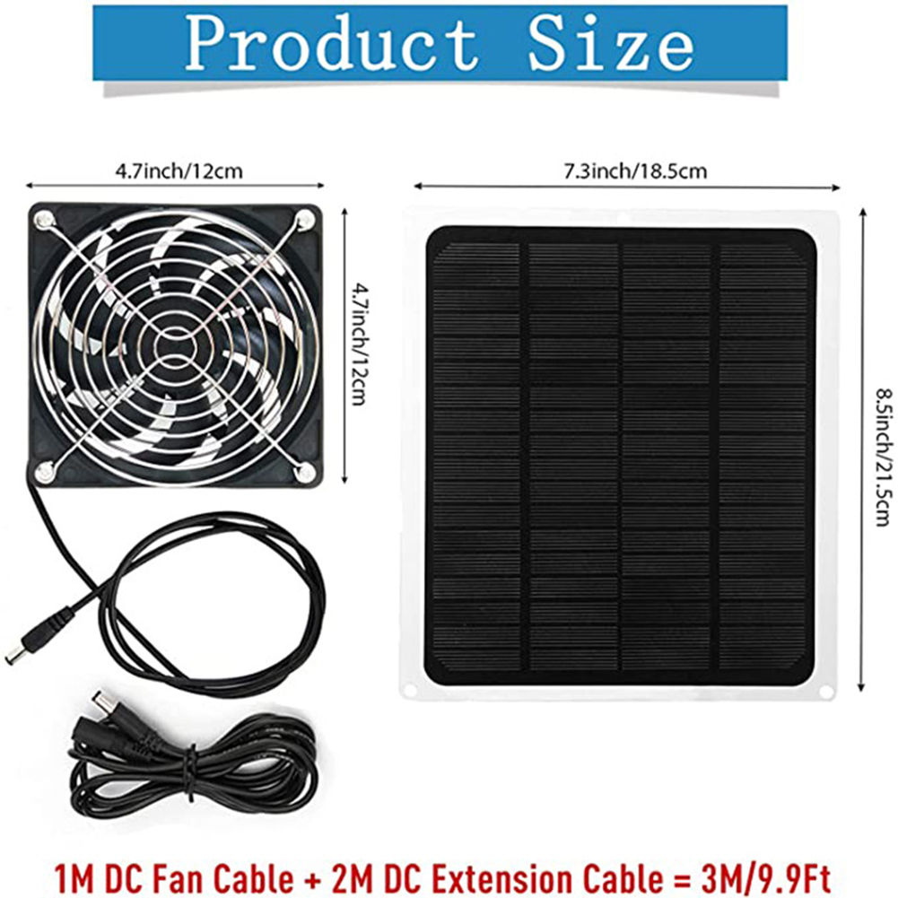 10W 12V Solar Panel Powered Fan 6 Inch Mini Ventilator Solar Exhaust Fan for Dog Chicken House Greenhouse RV Car Fan Charger