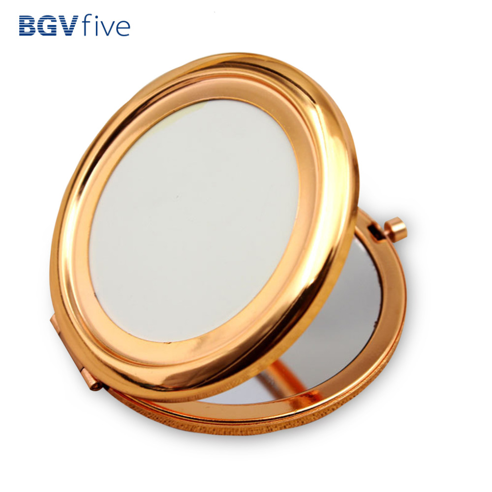Diy Opvouwbare Transparante Oppervlak Up Spiegels Draagbare Dubbele Metalen Cosmetische Mini Opvouwbare Make-Up Spiegel
