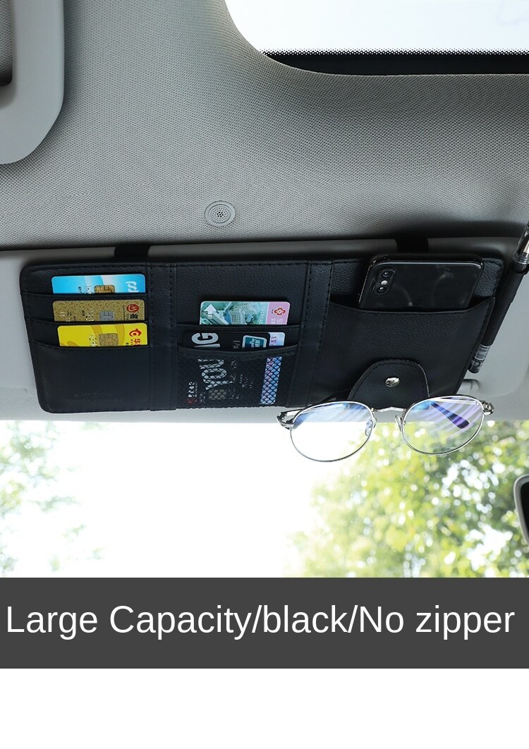 Automotive Sun Louver Storage Multifunctional inside the Car Glasses Clamp Card Buggy Bag Card Package Bill Document Bag: e