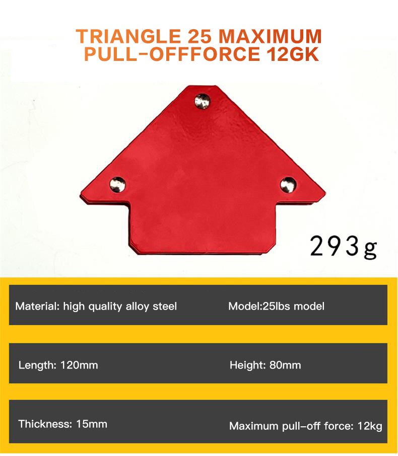 Soporte de soldadura magnético multiángulo, accesorio de soldadura de flecha fuerte, localizador de esquina, herramientas de soldadura eléctrica, 1 Uds.: 25LBS-12KG Triangle