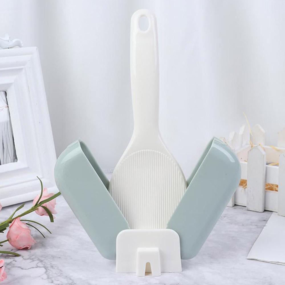Juego de tapas de apertura y cierre automático de cuchara de arroz con soporte, cucharilla de arroz para colgar, bonita cocina, niñas, niños y niñas