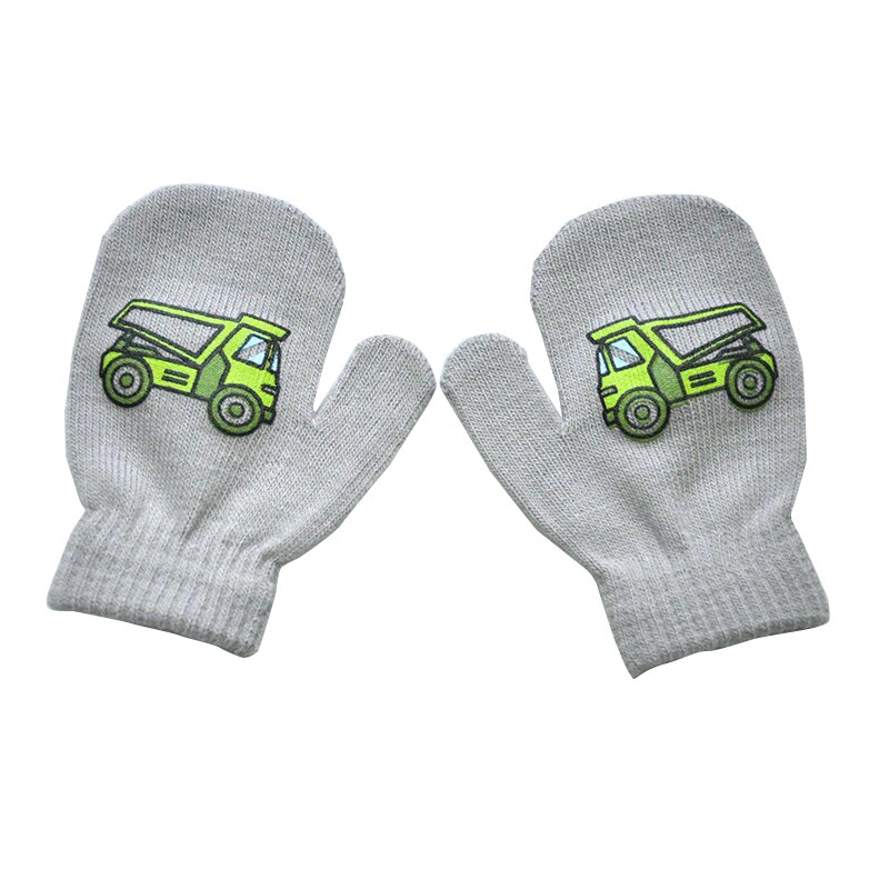 Crianças inverno quente luvas for1-5years meninos e meninas venda quente bonito pequeno caminhão de construção padrão criança macio malha luvas: T1