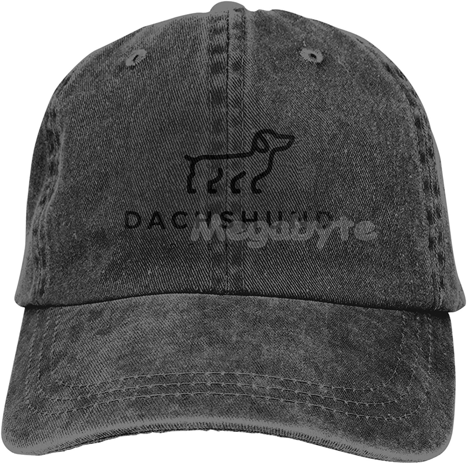 Dackel-hundemütze für damen und herren, verstellbar, trucker-Deckel aus gewaschenem Denim, für draussen-aktivitäzehn, schwarz: Schwarz