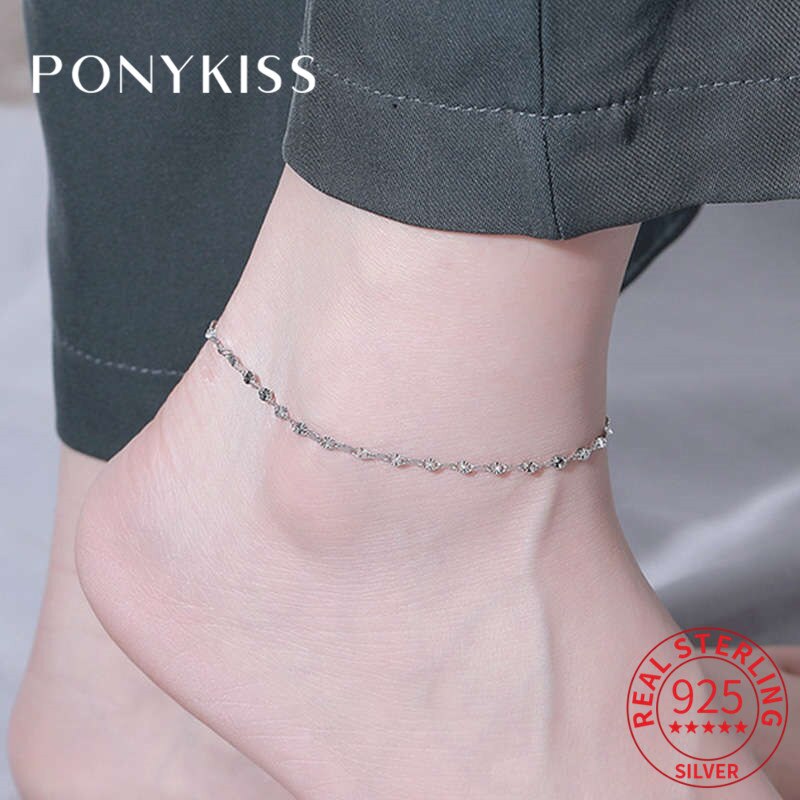 Ponykiss trendiges  s925- teiliges sterlingsilber-fußkettchen mit schleierkrautmuster für damen, festlicher schmuck, accessoire