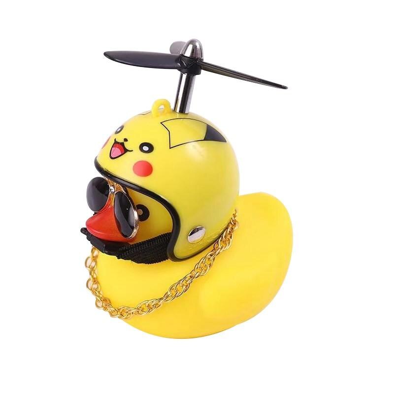 Bonito pato amarillo con hélice para casco, rompevientos de goma, sonido al estrujar, adornos de decoración para coche, accesorios: 08