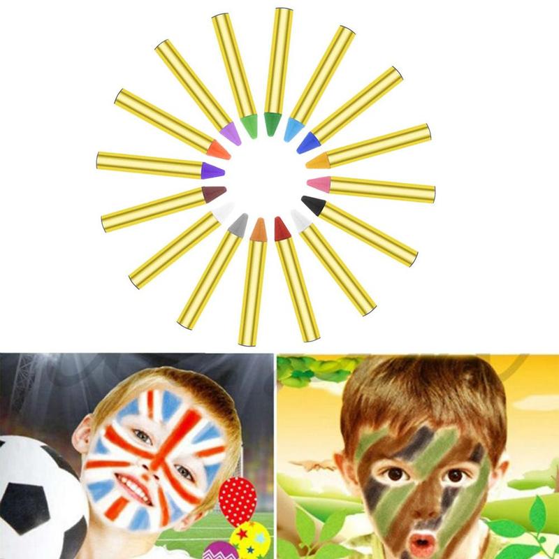 16pcs/1set Halloween Face Color Crayons Transparent Children Painted Face Crayons Boxed Friendly Environmentally Non-toxic N6V2