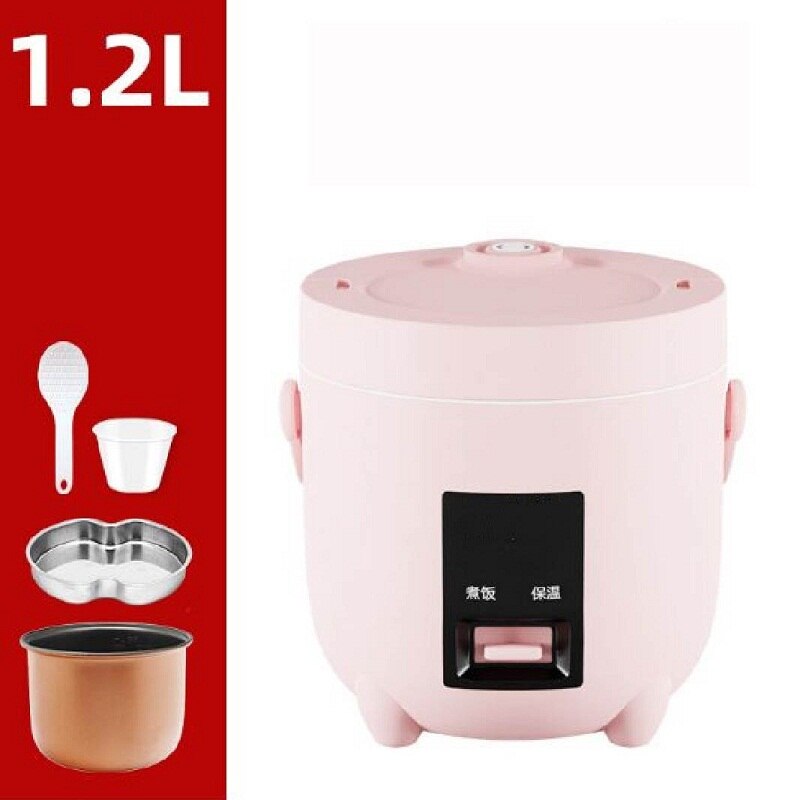 Olla arrocera eléctrica inteligente y automática para el hogar, cocina con revestimiento antiadherente, para 1-2 personas, 1,2 L: pink / KR
