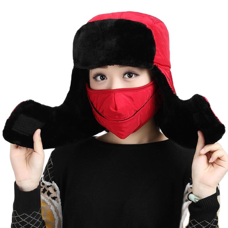 Gorros de estilo aviador para hombre, gorros de estilo aviador de invierno, de color sólido, con hueso más grueso, sombrero de nieve ruso, con solapa para las orejas, gorro de lei feng, novedad de