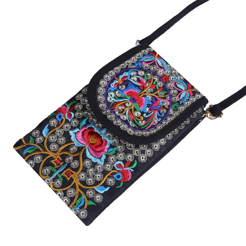 Damen-handytasche, umhängetasche, schultertasche, geldbörse, handtasche, beutel, ethno-stil, bestickte tasche, klapptasche aus Segeltuch, retro-stil: Typ 7 groß