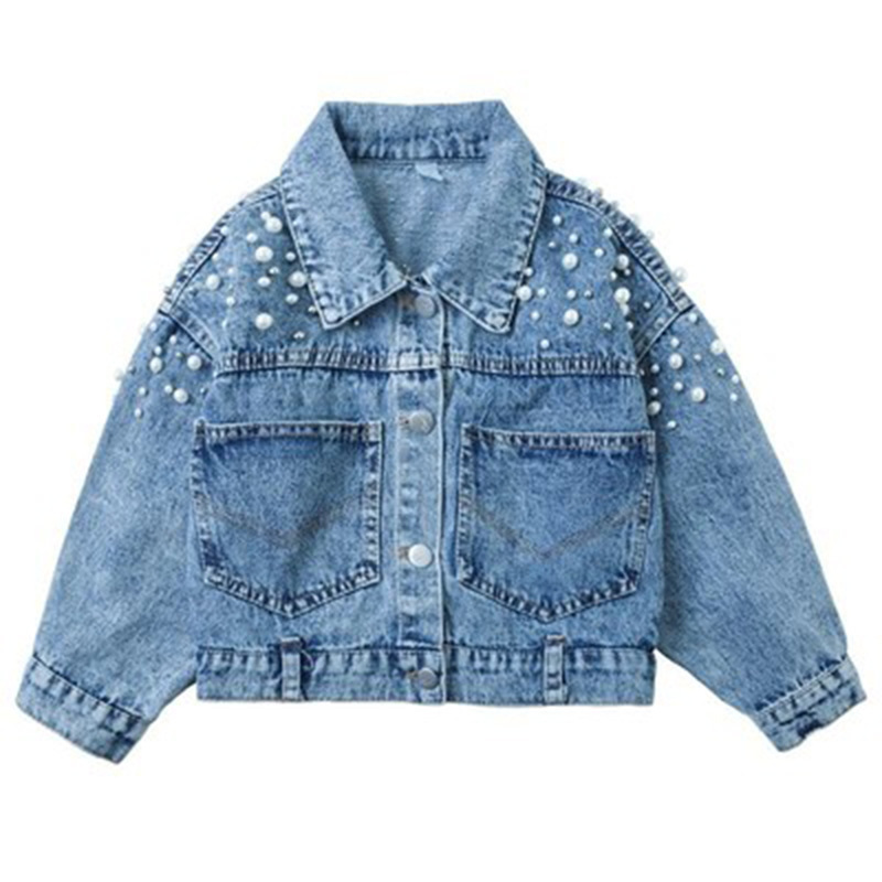 Giacca di jeans per ragazze primaverili e autunnali 2024 autunno coreano nuova giacca cardigan con bottoni superiori con risvolto dolce manica lunga allentata
