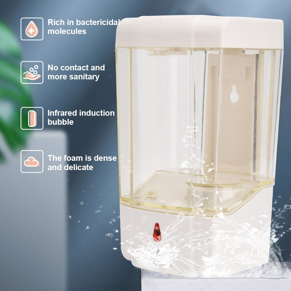 900ml Smart No Touch Wall-mount Foam Liquid USB Powered Soap Dispenser Container