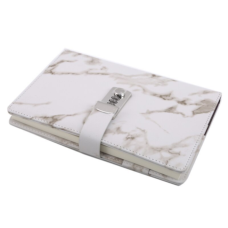 Vintage læder marmorering dagbog journal kombination notesbog papir kodeord lås kode notesbog skole kontor papirvarer: Brun