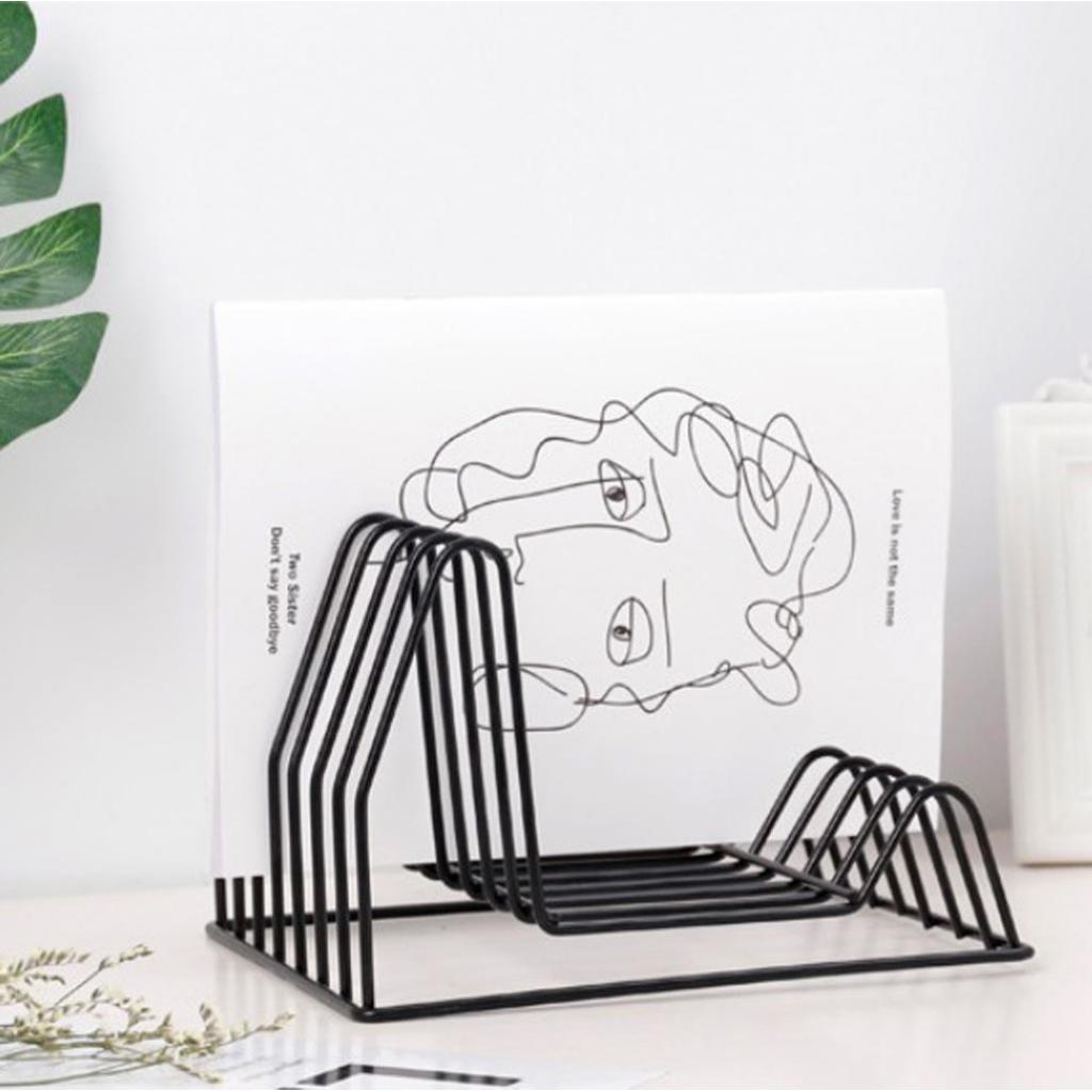 European Slot Metal Desk Organizer Office Desktop Document File Organizer Bookshelf Rack Magazine Newspaper Storage Holder