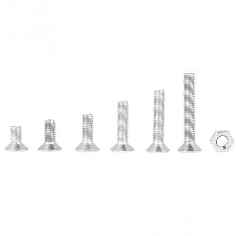 180Pcs/Lot M4 304 Stainless Steel Flat Head Bolt Screws Nuts Assortment Kit with Box Hex Socket Bolts and Nuts kit