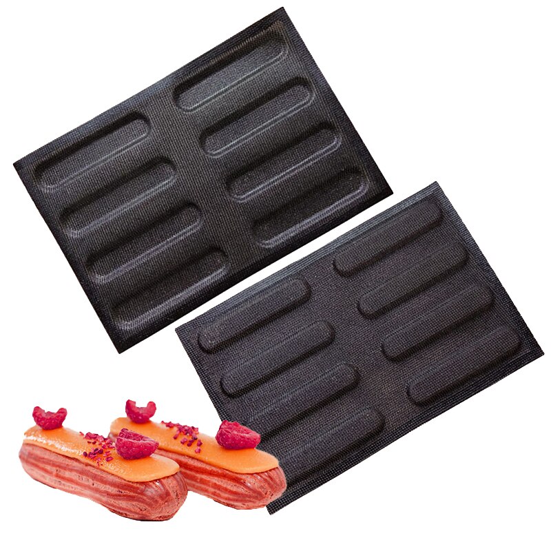 French Dessert Puff Cookies Pan Food Grade Eclair Baking Mold Perforated Fiberglass Silicone Butter Bread Mould Bakeware