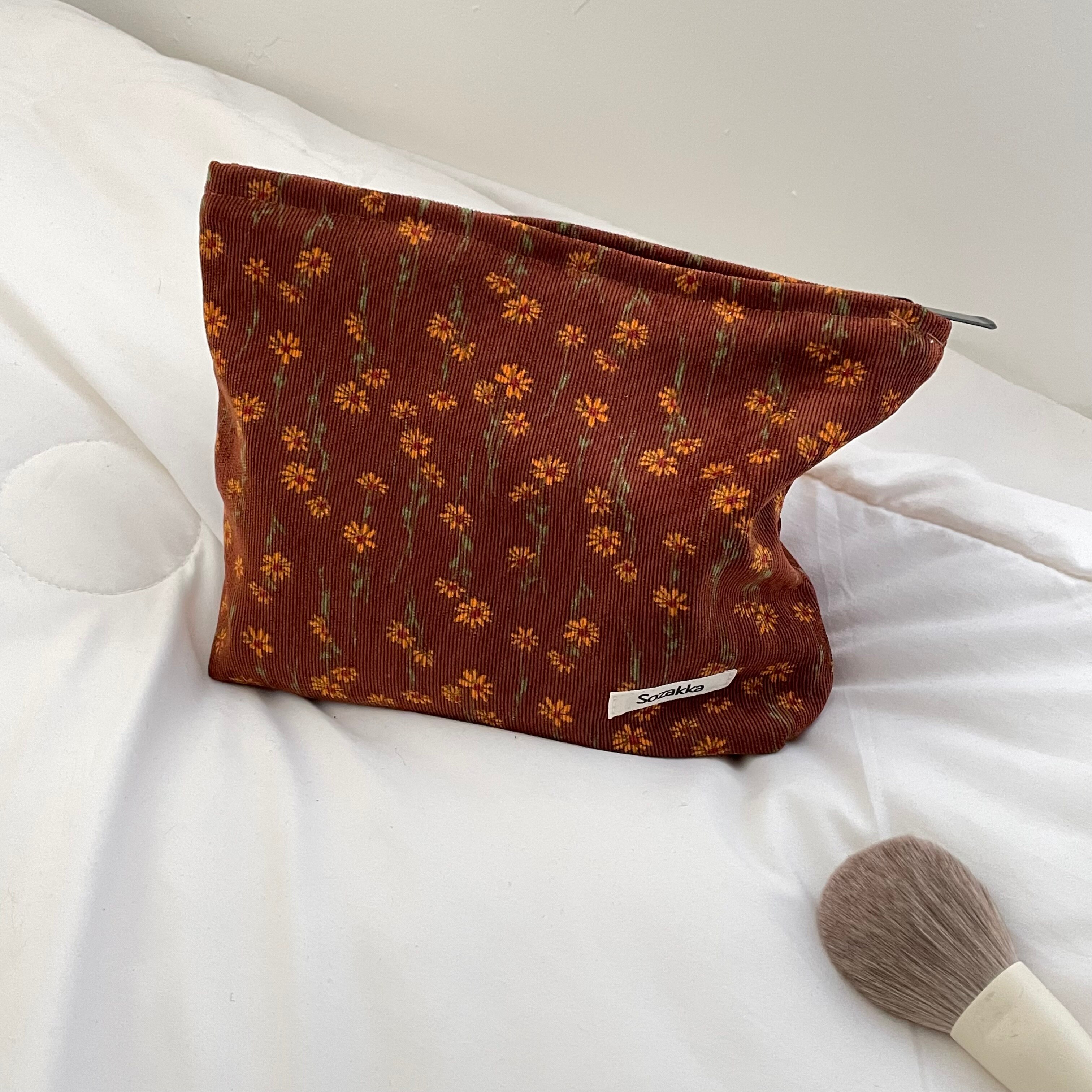 Kabel Kosmetik Tasche retro Blume drucken Kosmetik Tasche Tragbare Waschen Tasche Frauen Reisen Kosmetik Tasche Schönheit Lagerung Tasche: d