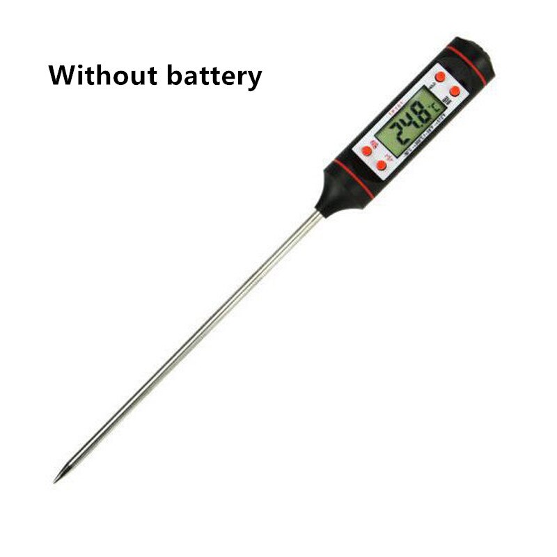 Digital mad termometer lang sonde elektronisk madlavning termometer til kagesuppe bbq kød køkken termometer værktøjer: Ført uden sort