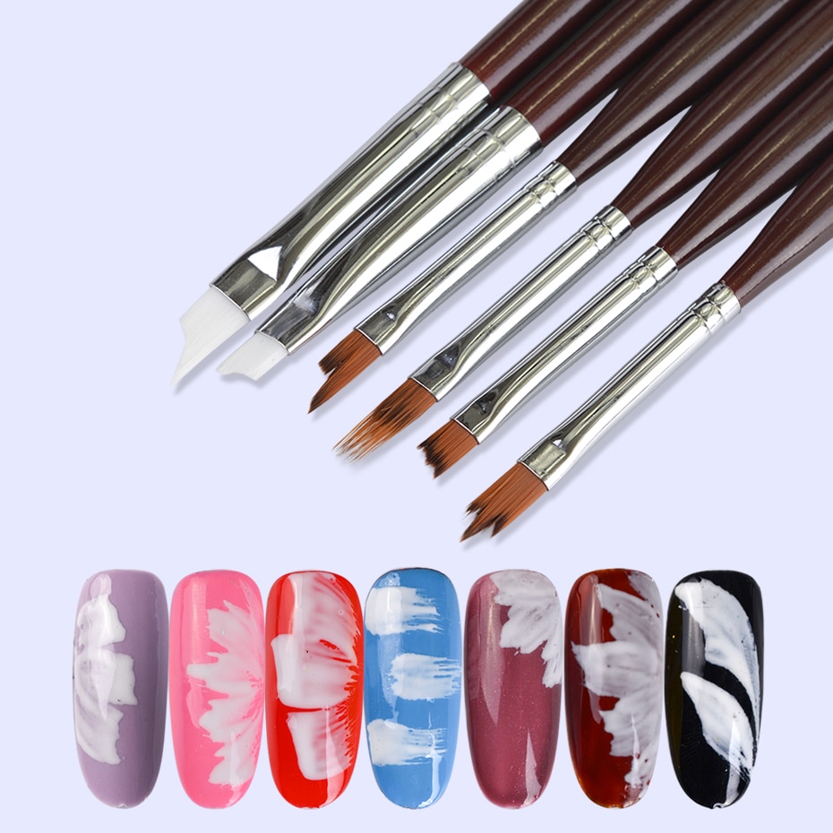1 pinceau nail art pour peinture, dessin, vernis, poudre, fleur, dégradé, gel uv, dessin, nail art, manucure, poignée trh 001-008