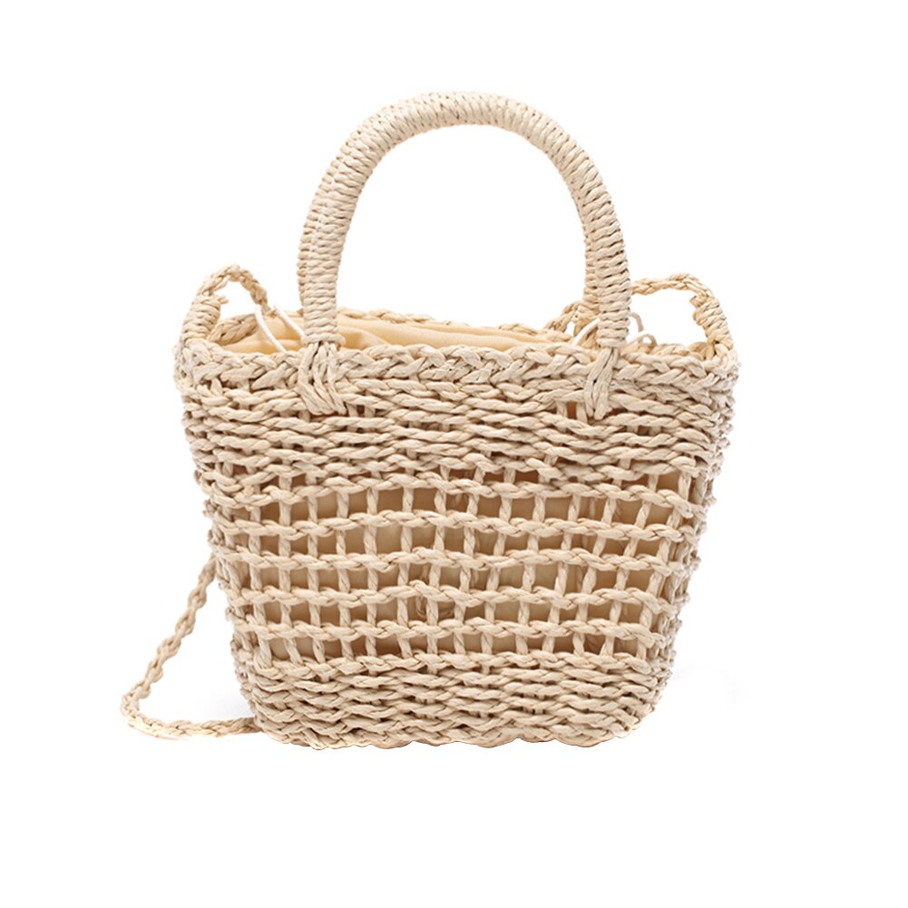 Hecho a mano de ratán de las mujeres de bolso de hombro tipo bandolera de paja tejida verano mensajero playa bolso de viaje bolsas: D