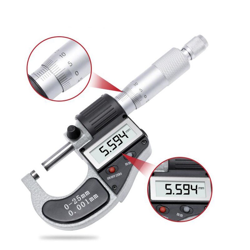 Electronic Digital Outer Diameter Micrometer 0-25mm Liquid Crystal Digital Display Waterproof Micrometer Spiral Micrometer