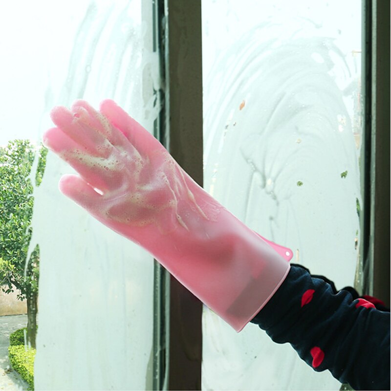 One Pair Dishwashing Cleaning Gloves Magic Silicone Rubber Dish Washing Glove For Household Scrubber Kitchen Clean Tool Scrub