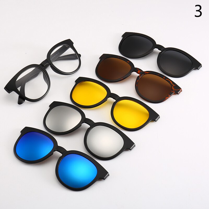 5 Pcs Magnetische Clip Zonnebril Mannen En Vrouwen Bril Met Gepolariseerde Brillen Bijziendheid Optische Reading Frame Met Pakket: 3