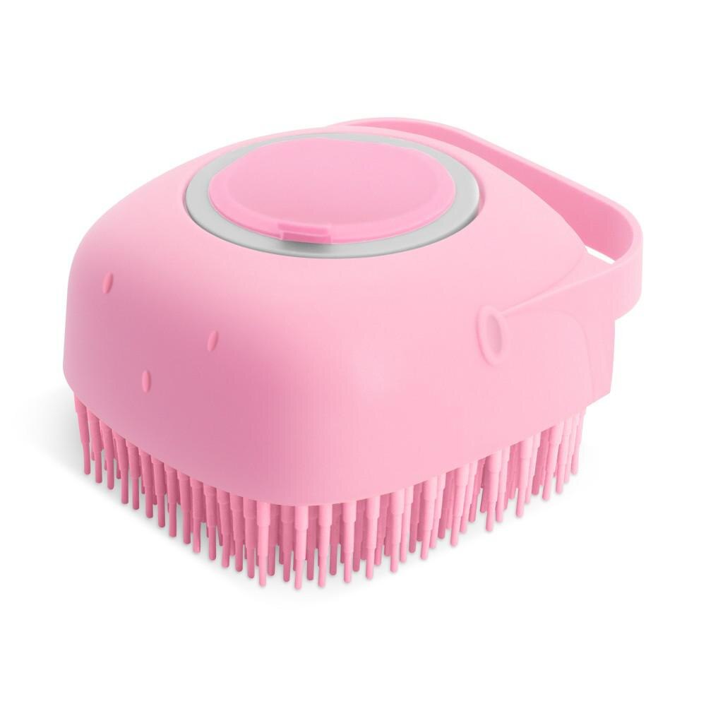 Hond Massage Shampoo Borstel Kat Kam Grooming Scrubber Borstel Voor Zwemmen Korte Haar Zachte Siliconen Rubber Borstels Accessoires: Square Pink