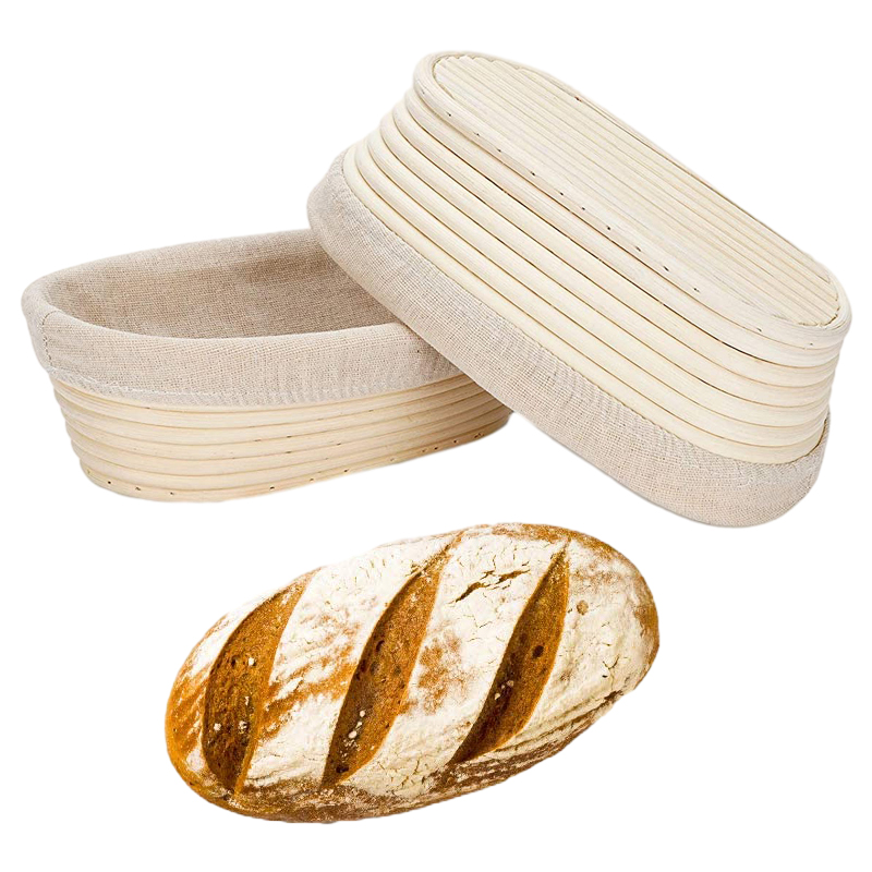 Bread Basket Set Kitchen Banneton Natural Rattan Basket With Linen Cover 7 Pcs Tools Sourdough Baking Tool Bread Proofing Basket