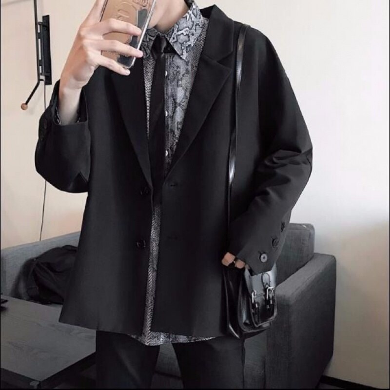 Traje pequeño Vintage para hombre, chaqueta de estilo coreano que combina con todo, Otoño, para estudiantes, trajes informales holgados de manga larga