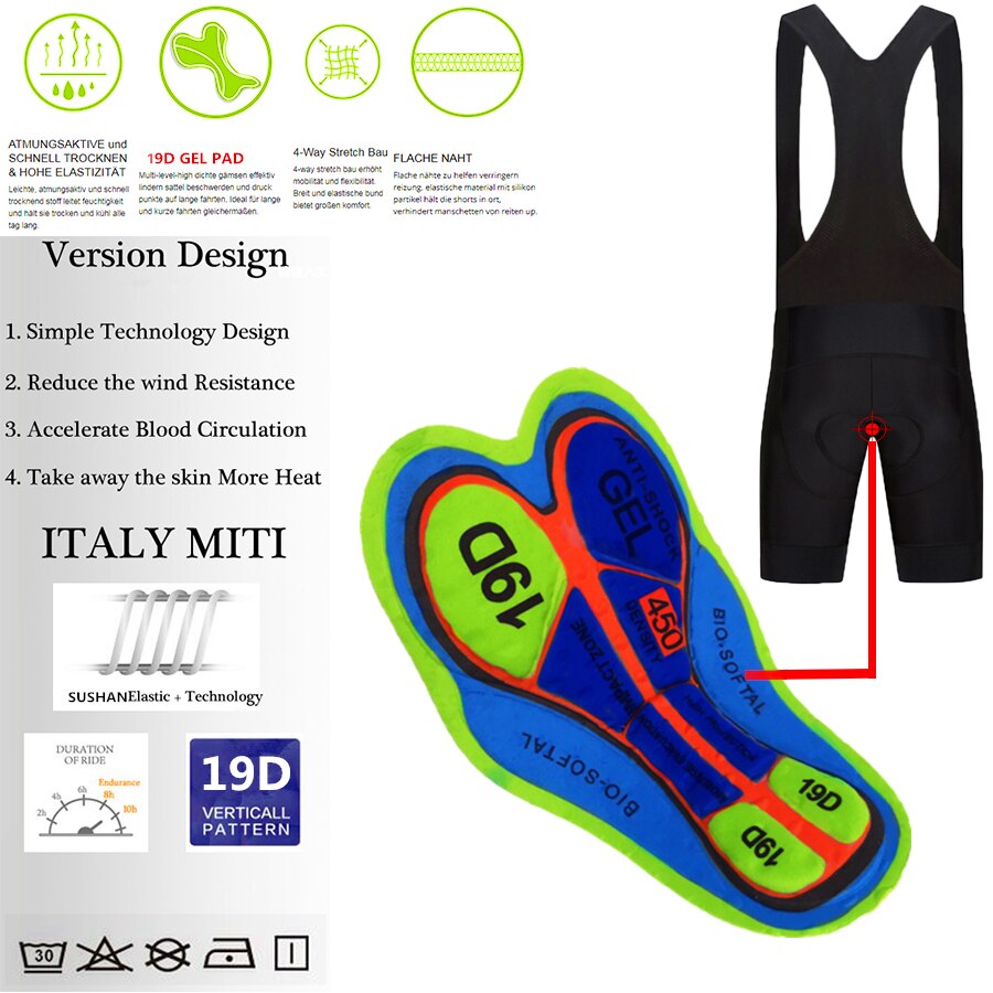Strava Pro Team Fietsen 19D Gel Pad Bib Shorts Mtb Quick Dry Ademend Gewatteerde Sport Fiets Wear Fiets licra