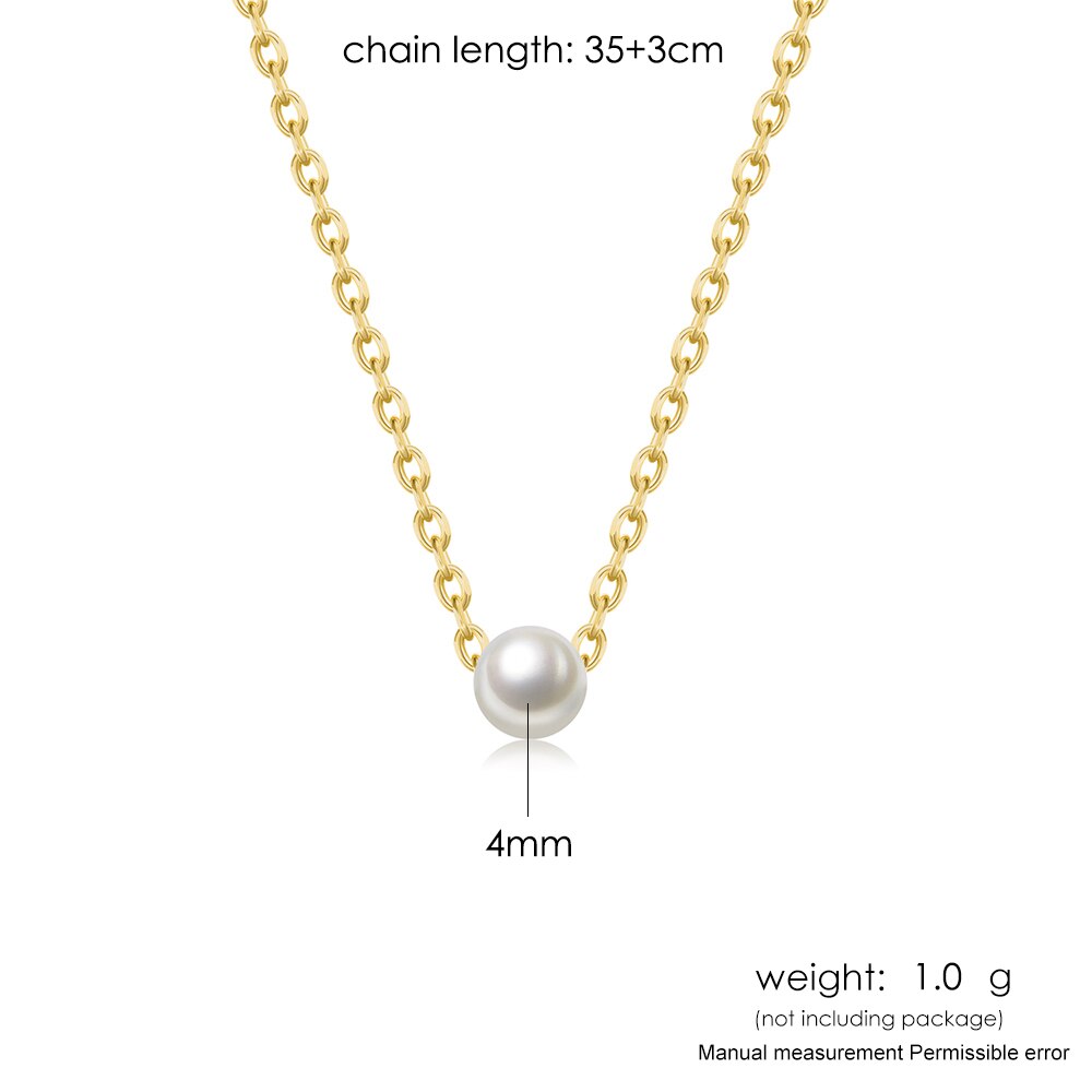 925 sterling zilveren kettingen voor vrouwen mini parel hanger ketting eenvoudige stijl fijne sieraden emnl 039: Emnl 039-2