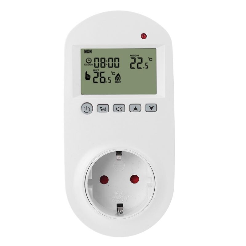 Programmeerbare Plug In Thermostaat Eu Socket 16A Elektrische Verwarming Vloerverwarming Kamerthermostaat