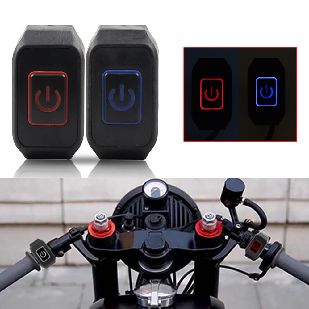 Interruptor momentáneo para manillar de motocicleta, pulsador de 22mm y 7/8 pulgadas, 12V, resistente al agua, con luz LED