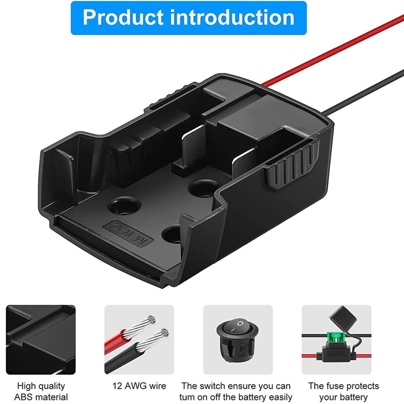 Power Wheels Battery Adapter M18, Power Wheels Battery Conversion Kit, with Switch and 4 Pcs Fuse,for DIY Your Projects