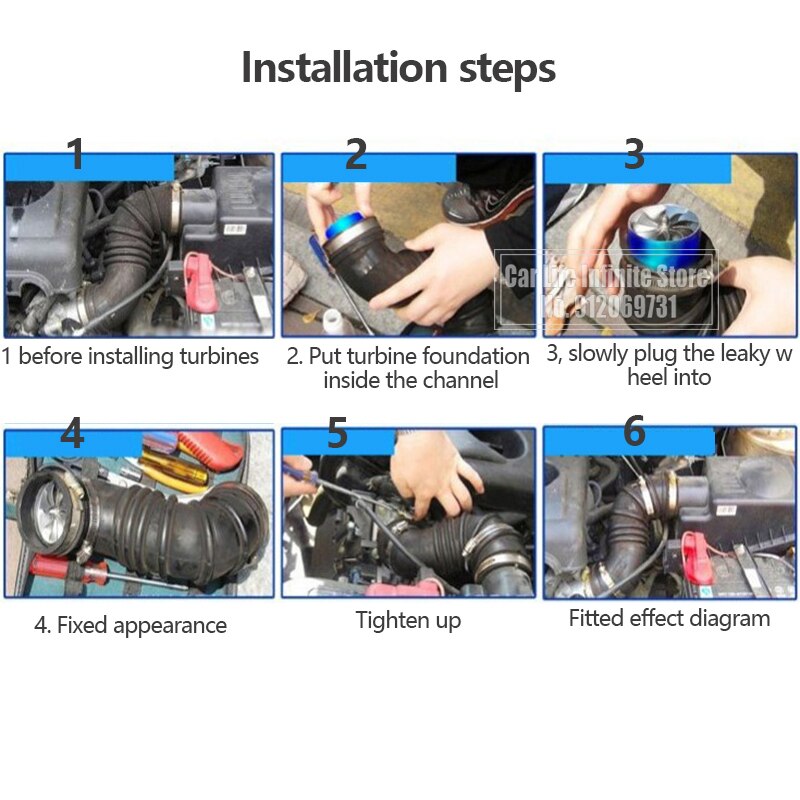 Car F1-Z Single Fan Air Intake Supercharger Fuel Gas Saver Turbo Turbine Fan Aluminum Alloy Blue Auto Durable