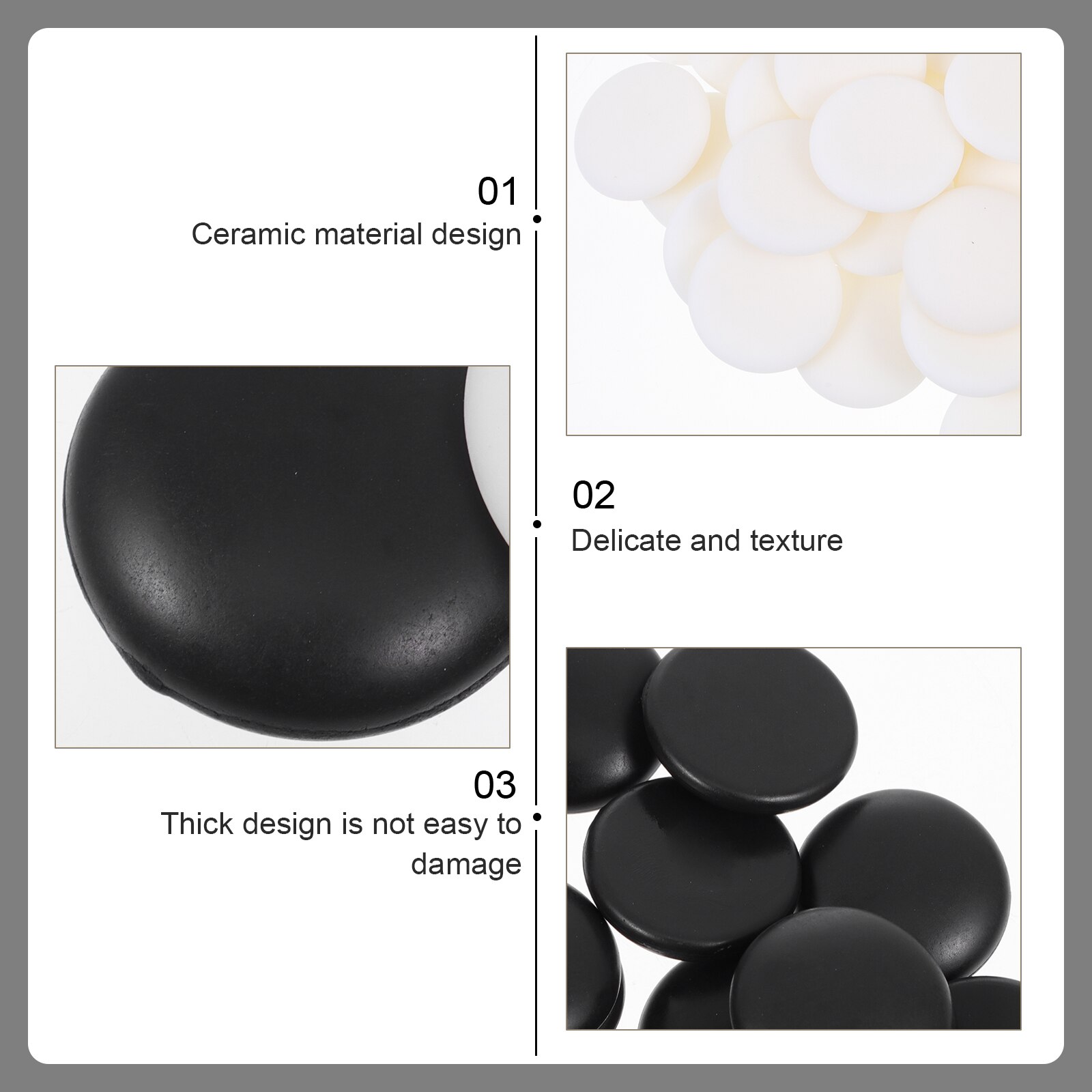 2 Bags Ceramic Go Chess Pieces Accessory Durable Go Chess Pieces Chess Accessory