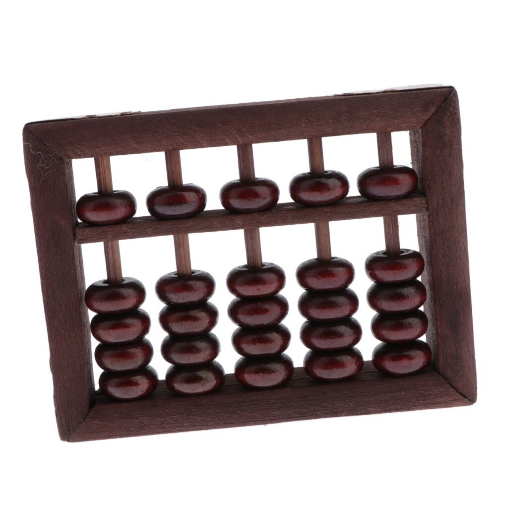 Vintage Chinese Houten Kraal 5 Staven Rekenen Abacus Met Doos Collectie