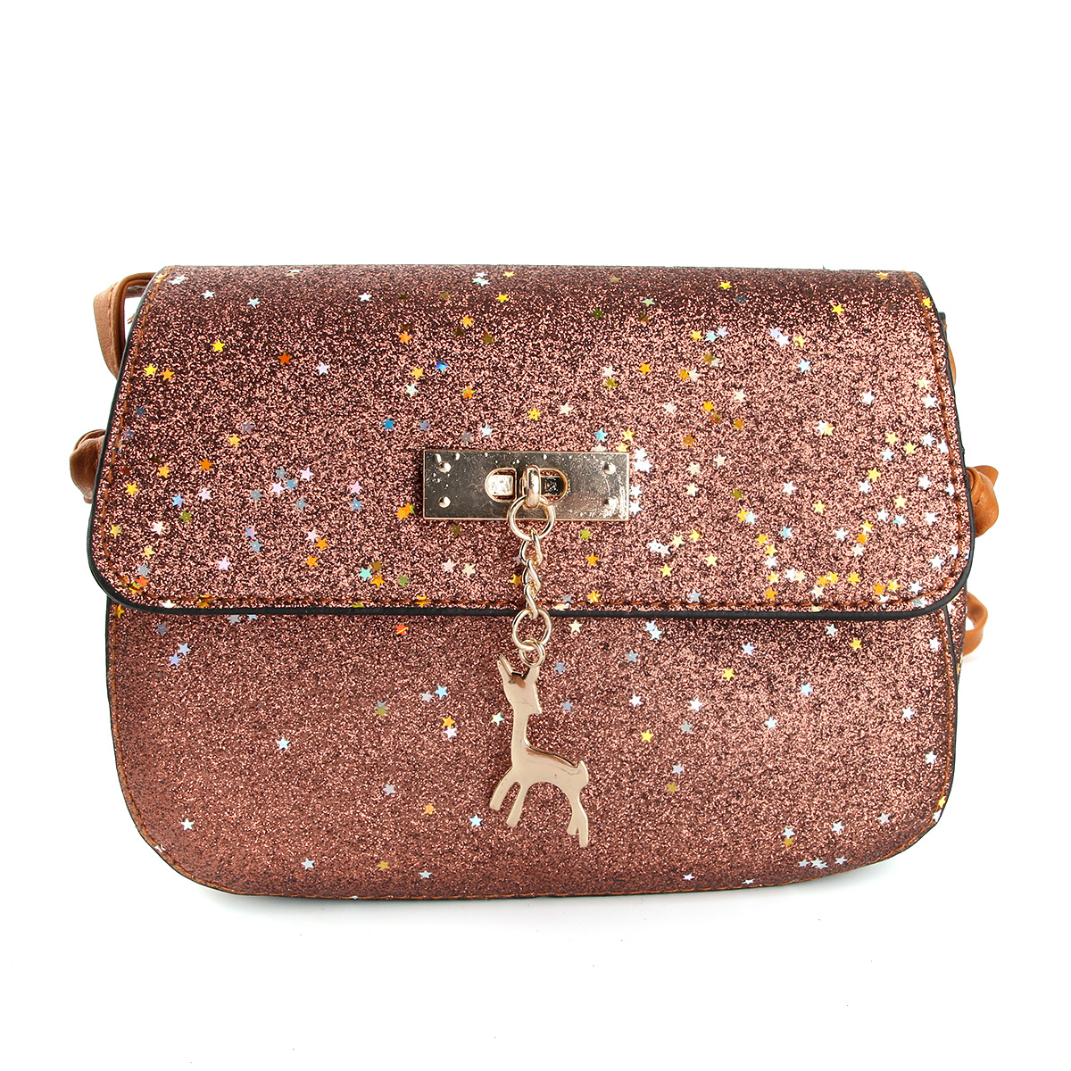 Damenhandtasche aus pu-leder mit glitzer, umhängetasche, crossbody-tasche, envelope-handtasche, hübsche geldbörse, reise- und streetwear-tasche: Kastanienbraun