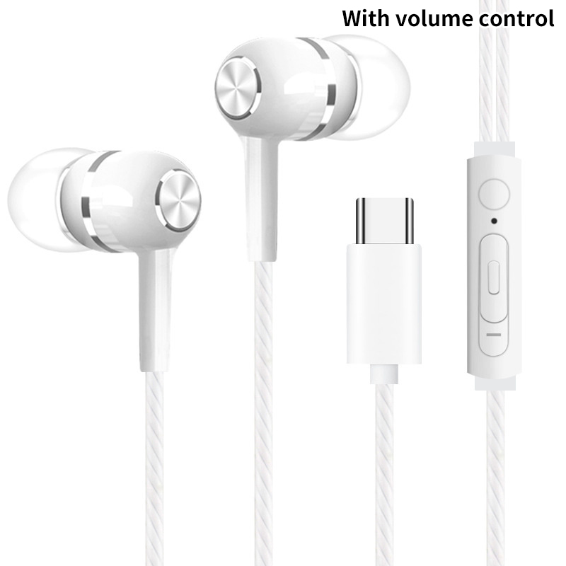 Mobile Phone Wired Headphones In-ear Simple With Mic TYPE-C Silicone Ear Tips Business Wired Headset Heavy Bass Music Earphone: Red
