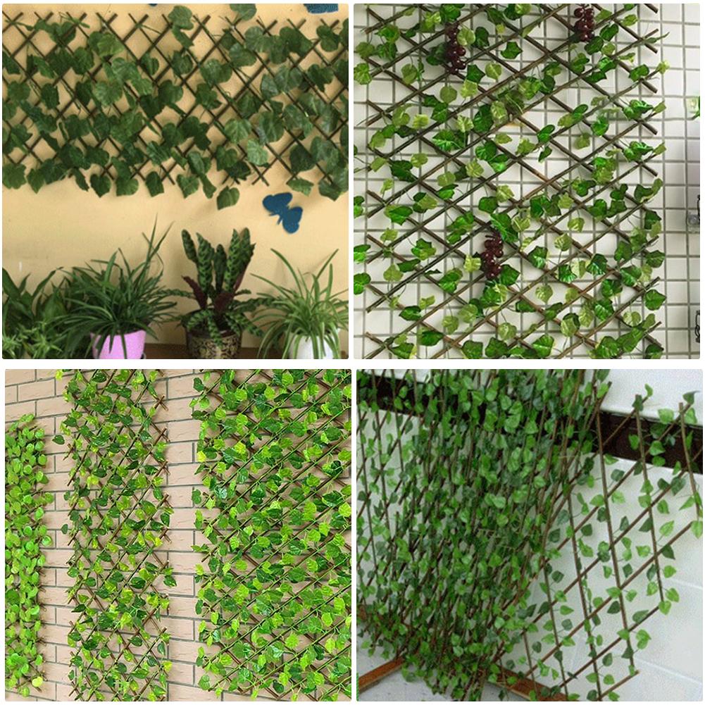 Expanding Trellis Fence Retractable Fence Artificial Garden Plant Fence UV Protected Privacy Screen for Outdoor Indoor Use
