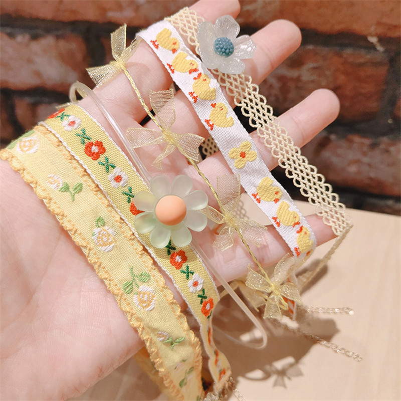 Koreansk sød romantisk choker gul strik blomst halskæde til kvinder piger egirl fest dating æstetiske smykker