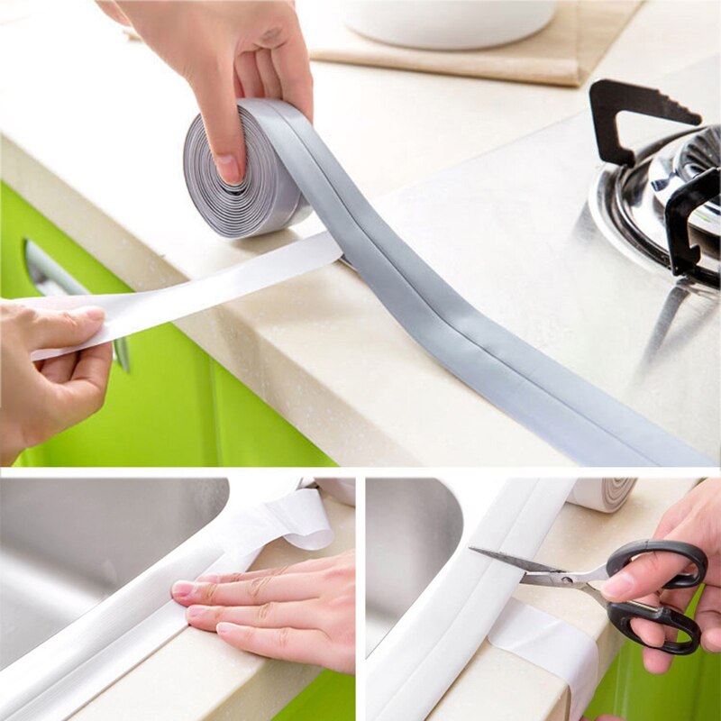 1 Roll Sealing Tape Waterproof Tape PVC Acrylic Material Kitchen Bathroom Wall Adhesive Crack Repair Tape 320cm L5