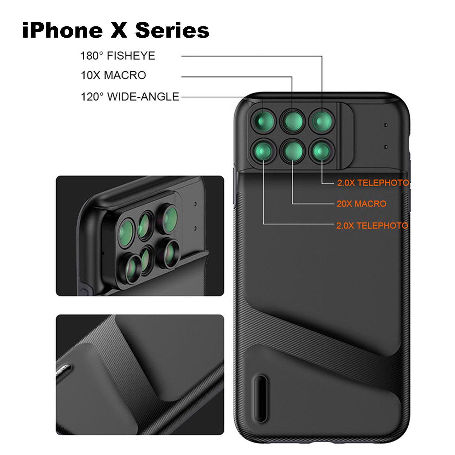 Telefon etui med kamera linse til iphone 11/11 pro /11 pro max cpl filter fish eye vidvinkel makrolinser telefon cover